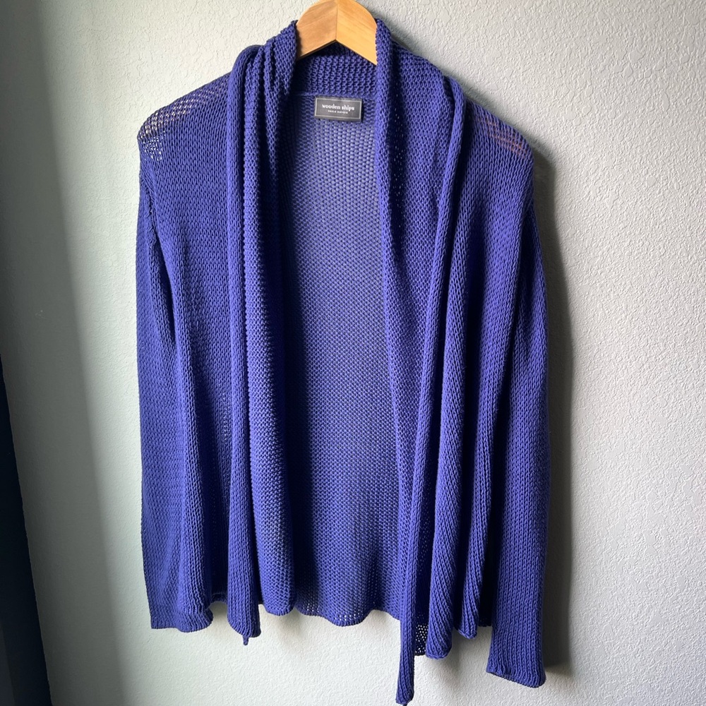 Wooden Ships Purple Cardigan Sweater Lightweight Knit